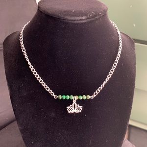 Lotus charm jasper necklace